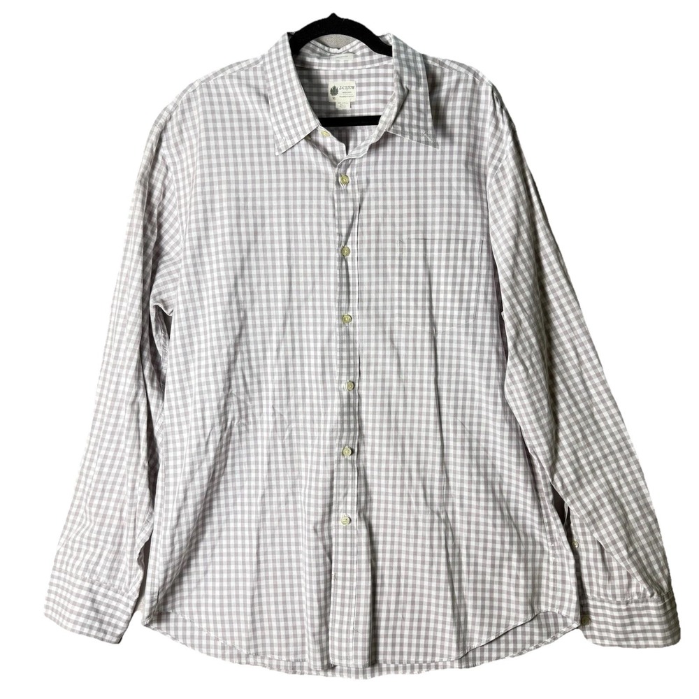 J.Crew Mens Button Down Shirt Wash sz XL 100% Cotton Gingham Check Work Office